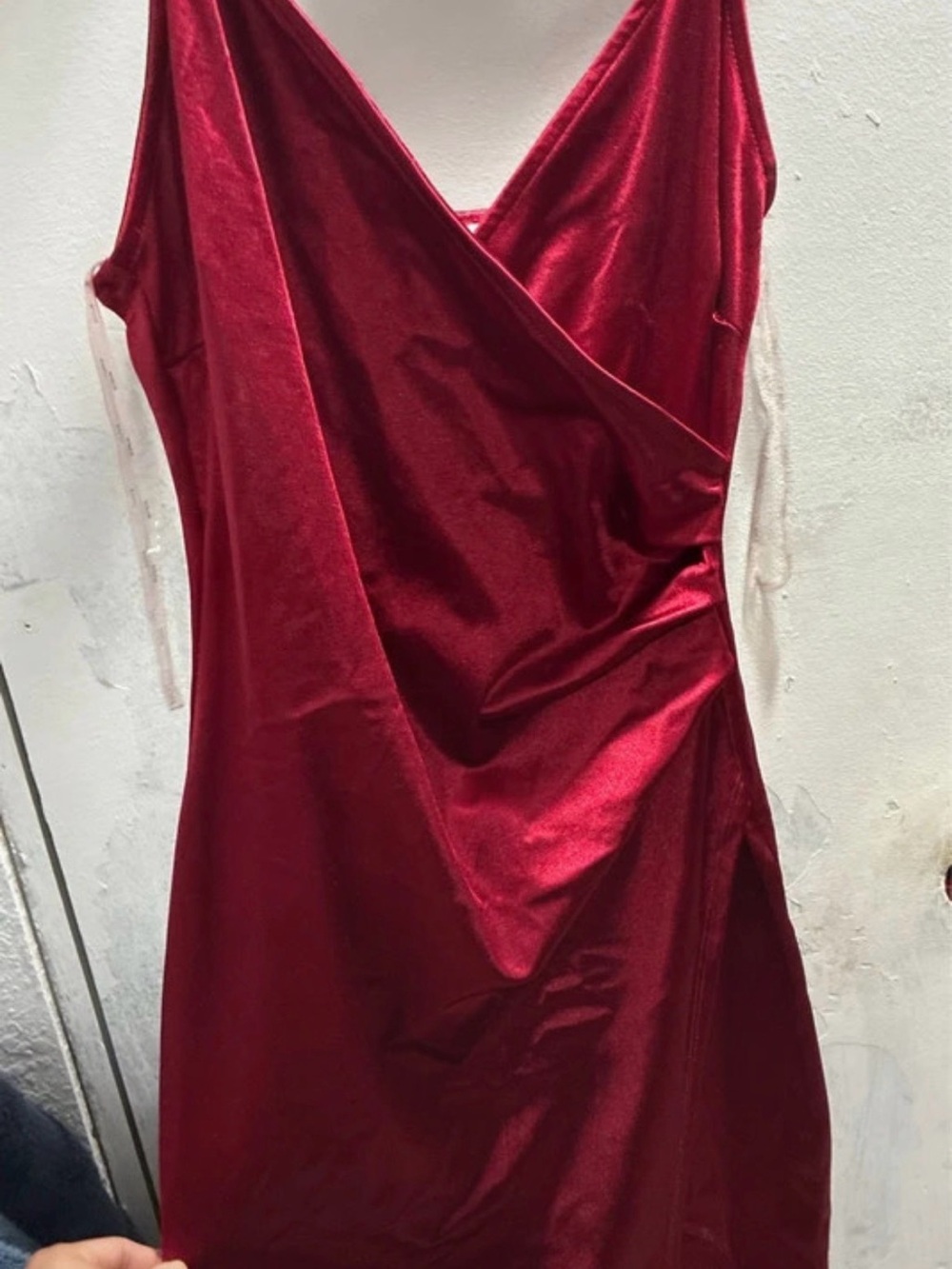 Red Velvet Wrap Slip Dress